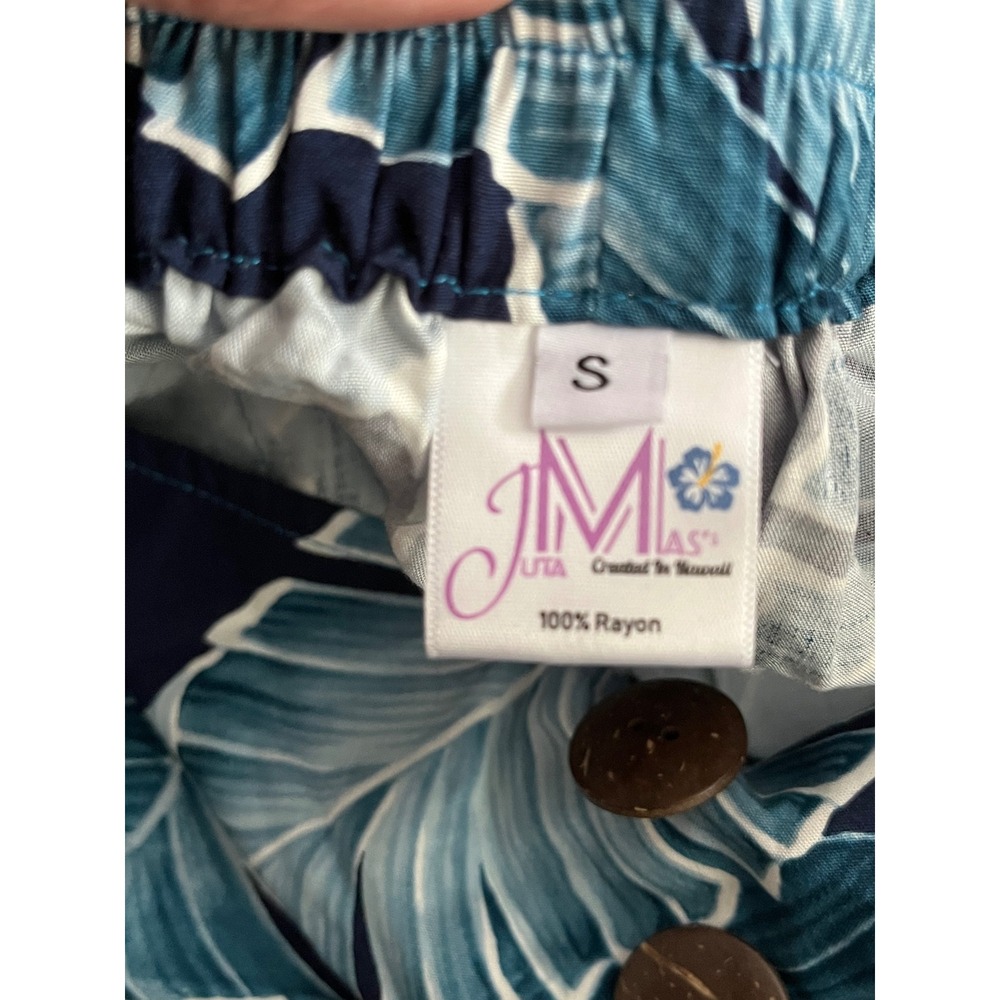 Hawaiian Wide Leg Palazzo Pants Blue Tropical Small - Picture 7 of 7